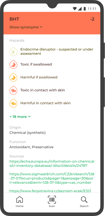 GreenScan app ingredient info