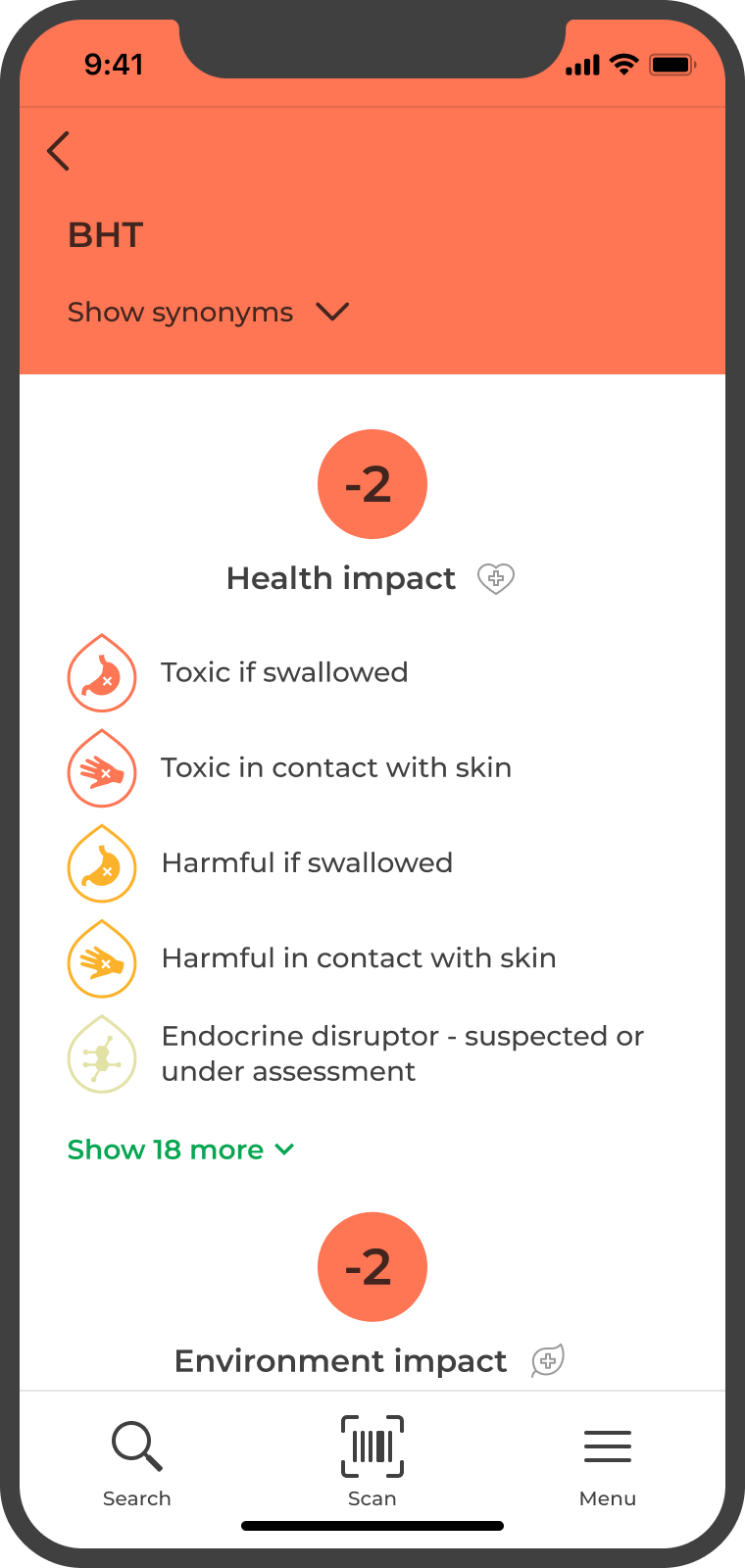 Detail ingredience en GreenScan app ingredient info